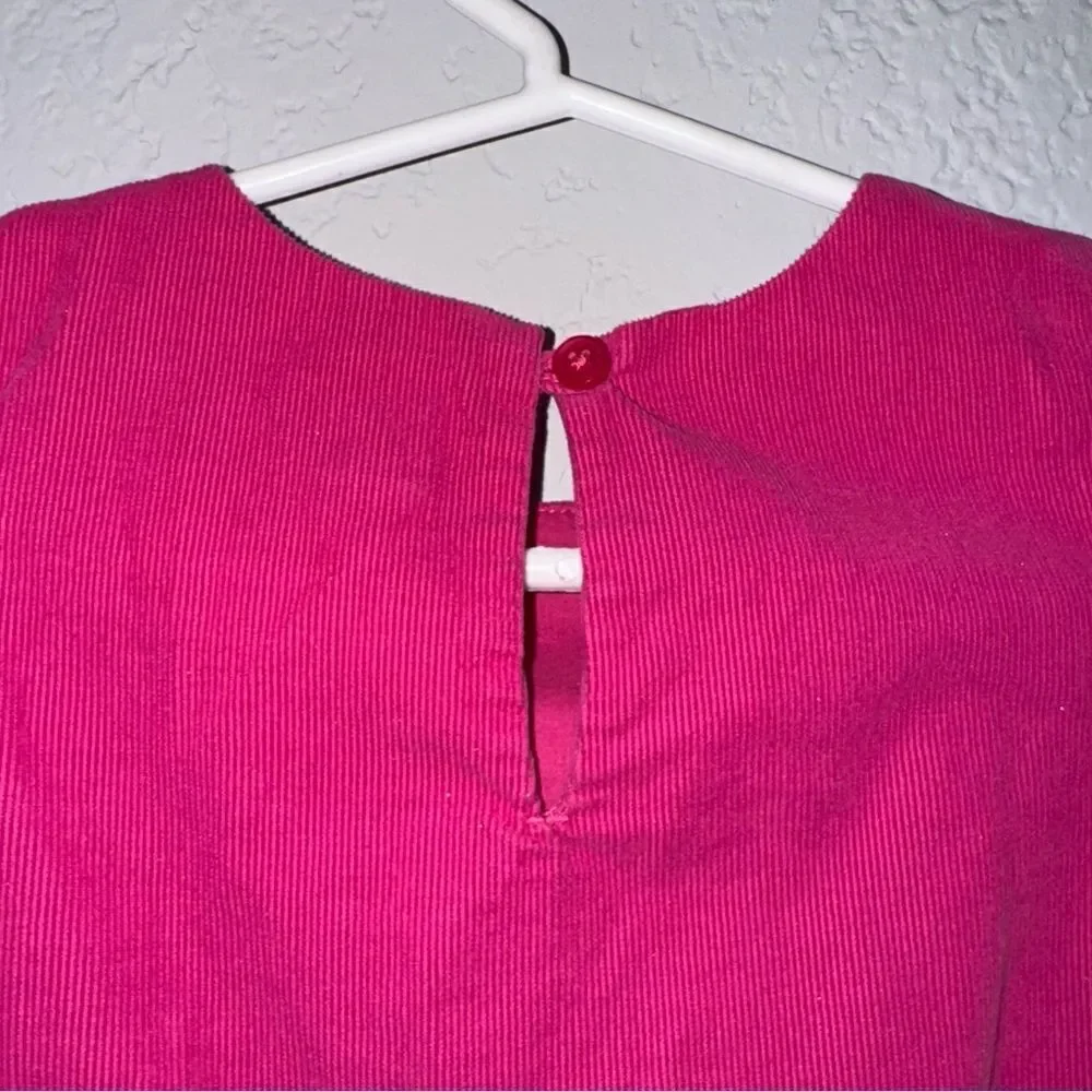 Kid's Gap Fuchsia Ruffle Corduroy Long Sleeve Casual Dress